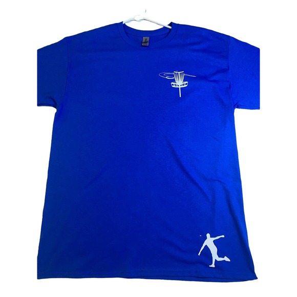 Disc Golf Double Basket Shirt Double Sided L Graphic T-Shirt Gildan Royal Blue - Picture 2 of 12